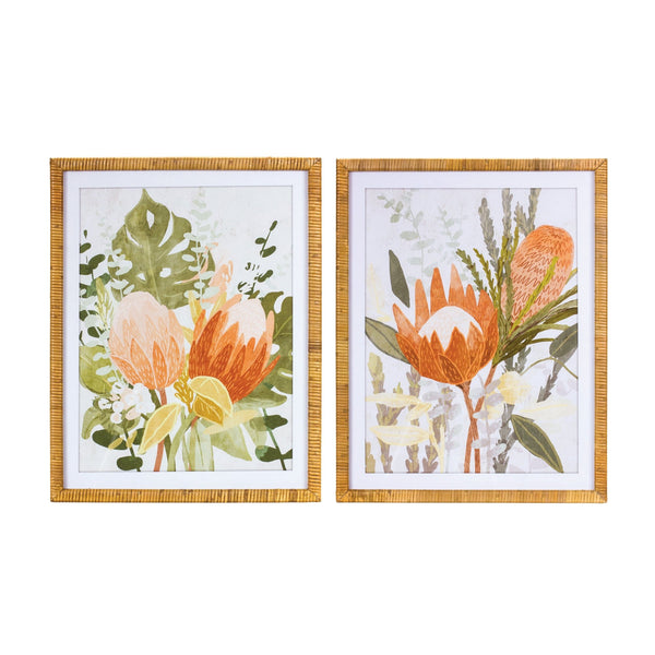 Melrose Framed Protea Floral Wall Art, Rustic, Wood