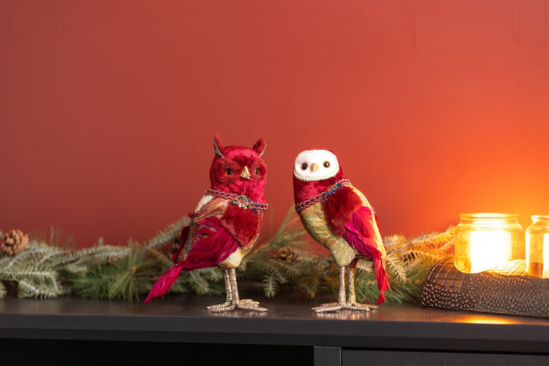 Melrose Jeweled Tapestry Owl Shelf Sitter (Set of 4)