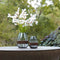Melrose Grey Glass Vase with Natural Wood Accent 7.5"H