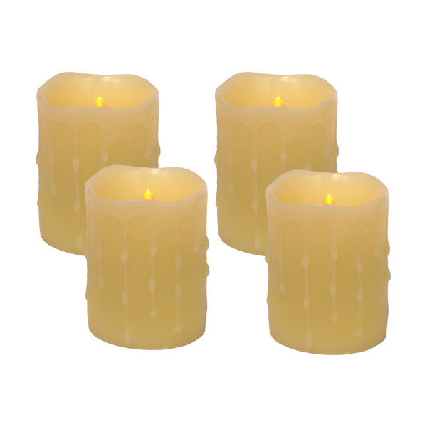 Melrose LED Dripping Wax Pillar Candles (Set of 4)