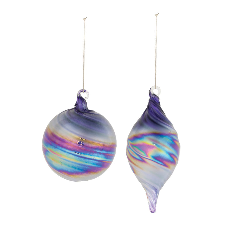 Melrose Purple Iridescent Ornaments (Set of 12)