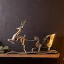 Melrose Hammered Metal Reindeer with Sleigh 25.5"L