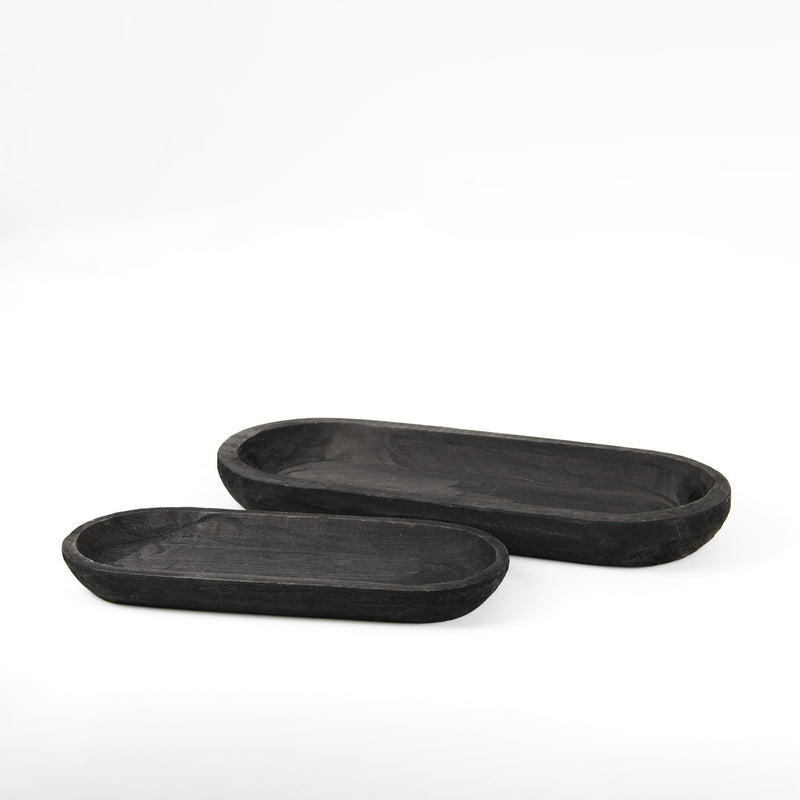 Melrose Wooden Dough Bowl Design Tray (Set of 2)