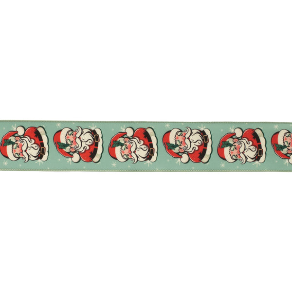 Melrose Nostalgic Santa Print Wired Ribbon (Set of 2)