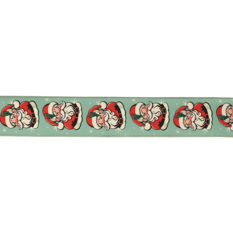 Melrose Nostalgic Santa Print Wired Ribbon (Set of 2)