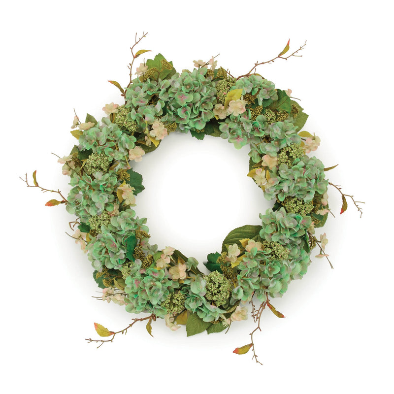 Melrose Hydrangea and Seedum Floral Wreath 32"D