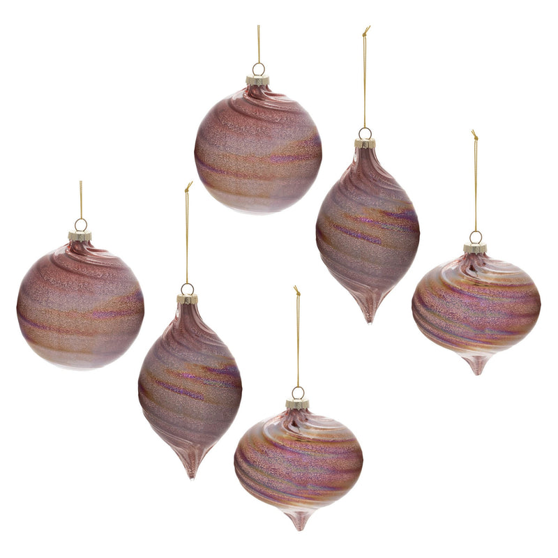 Melrose Iridescent Swirl Glass Ornament (Set of 6)