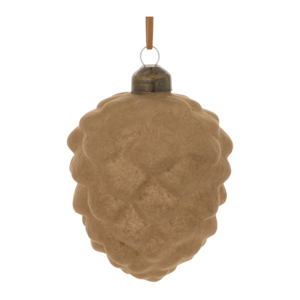 Melrose Flocked Glass Pinecone Ornament (Set of 12)
