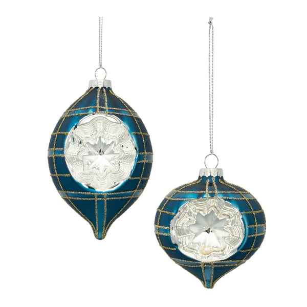Melrose Plaid Glass Reflector Ornament (Set of 12)