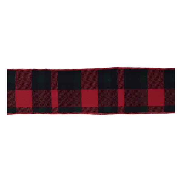 Melrose Red and Black Plaid Wired Ribbon (Set of 2)