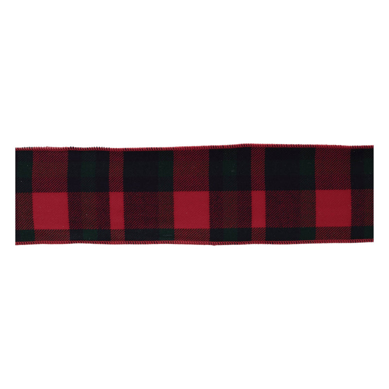 Melrose Red and Black Plaid Wired Ribbon (Set of 2)