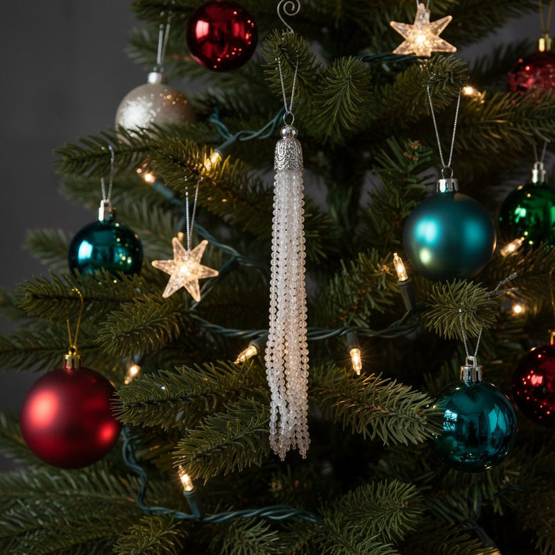 Melrose Iridescent Bead Drop Ornaments – Set of 12