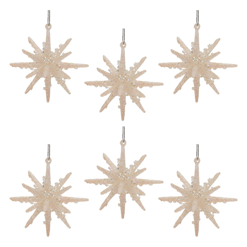 Melrose Frosted Glass Star Ornament (Set of 6)