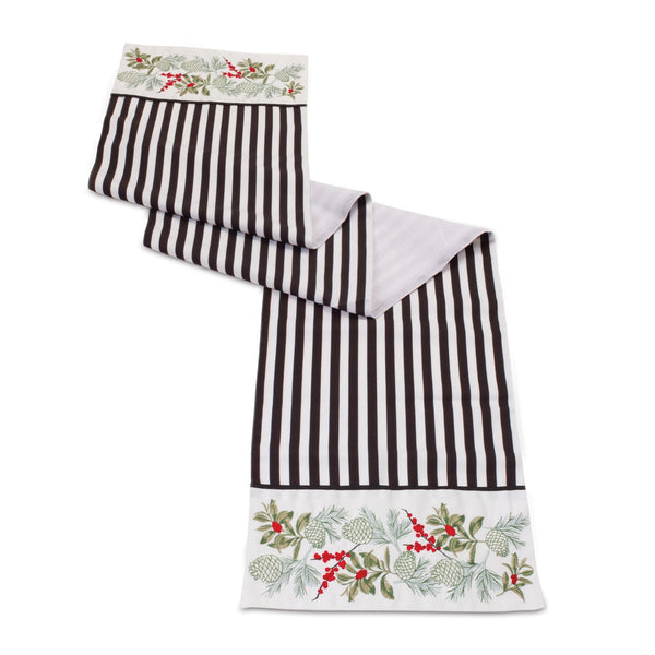Melrose Striped Holiday Table Runner 72"L