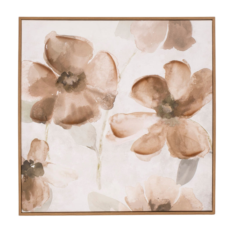 Melrose Wood Floral Block Plaque Wall Decor, Wood, Plastic