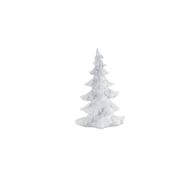 Melrose Flocked White Pine Tree with Carved Design (Set of 4)