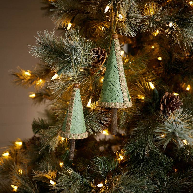 Melrose Woven Bamboo Pine Tree Ornament (Set of 4)