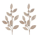 Melrose Beaded Silver Leaf Stem (Set of 2)