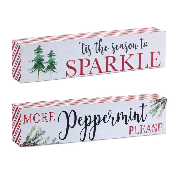 Melrose Holiday Peppermint Sentiment Sign (Set of 2)
