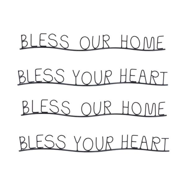 Melrose Bless Our Home and Heart Sentiment Decor (Set of 4)