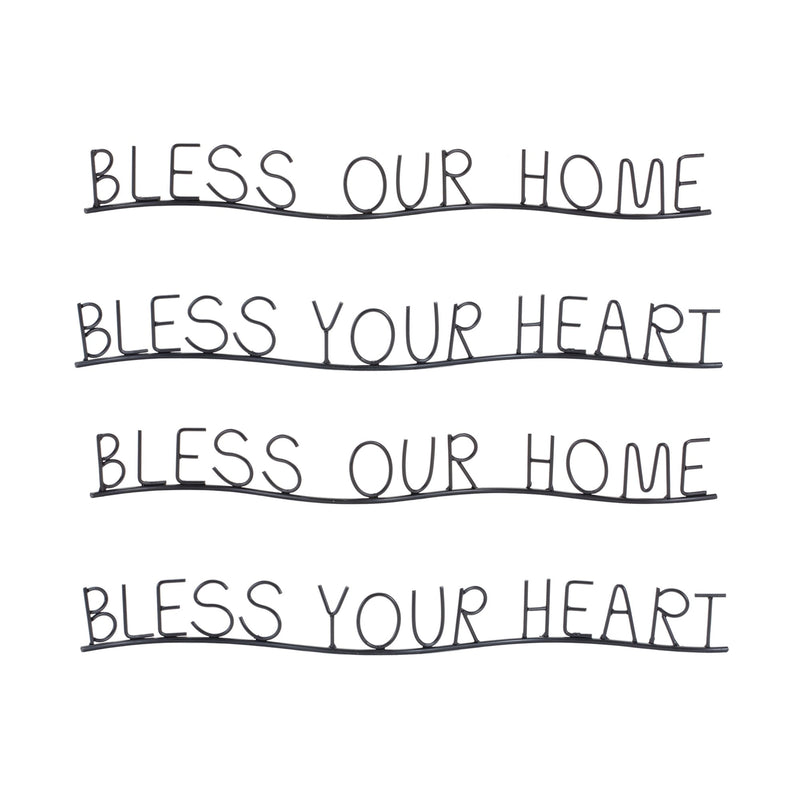 Melrose Bless Our Home and Heart Sentiment Decor (Set of 4)