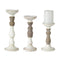Melrose Ivory Candle Holder with Wood Accent (Set of 3)
