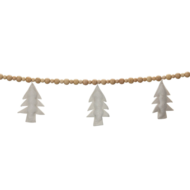 Melrose Wood Beaded Wool Tree Garland (Set of 2)