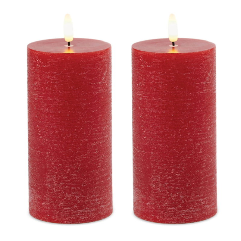 Melrose FIA Wick Red Pillar Candle (Set of 2)