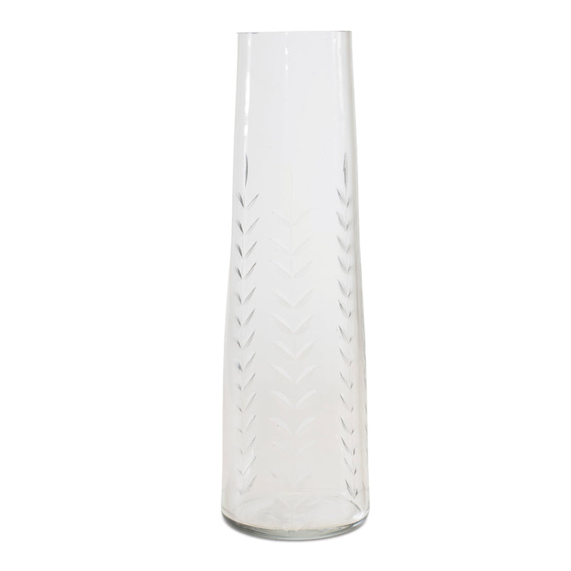 Melrose Etched Soda Lime Glass Vase 9"H