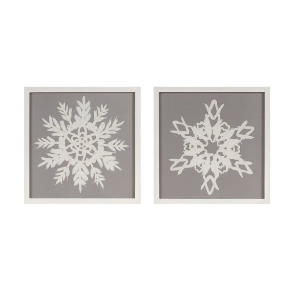 Melrose Framed Paper Mache Snowflake Plaque (Set of 2)