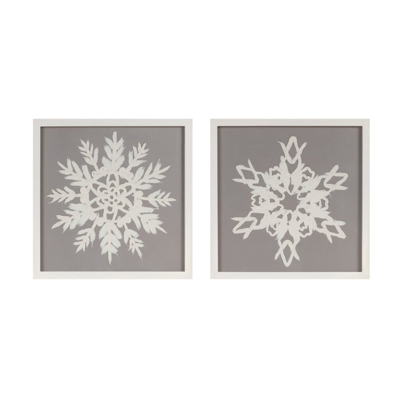 Melrose Framed Paper Mache Snowflake Plaque (Set of 2)