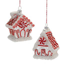 Glass Peppermint House Ornament (Set of 6)