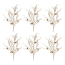 Melrose Flocked Twig Branch with Sleigh Bells (Set of 6)