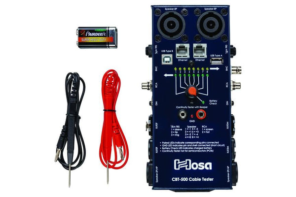 Hosa CBT-500 Cable Tester for XLR, TRS, RCA, speakON, and More