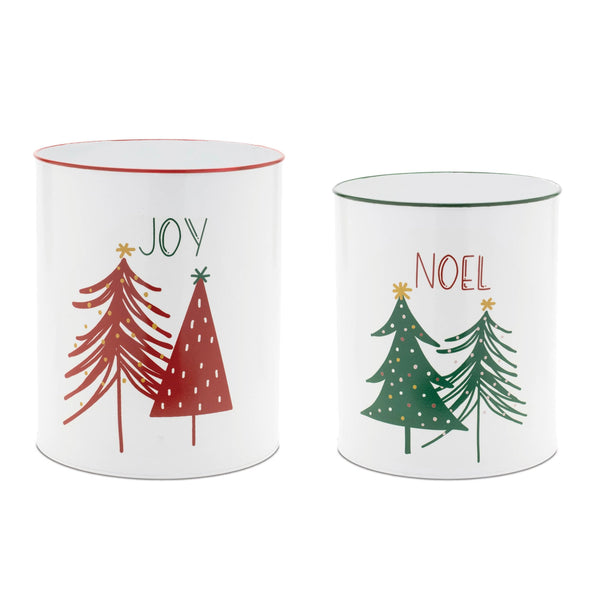 Melrose Metal Joy and Noel Planter (Set of 2)
