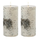 Melrose FIA Wick Birch Design Pillar Candle (Set of 2)