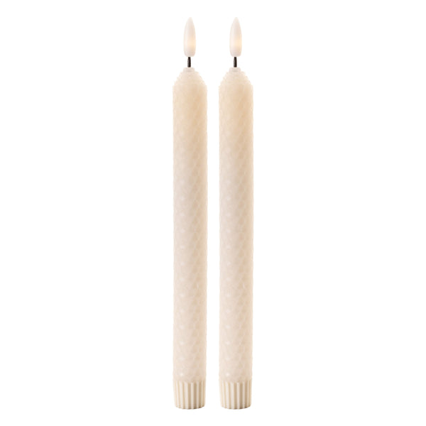 Melrose FIA Wick Beige Textured Taper Candle (Set of 2)