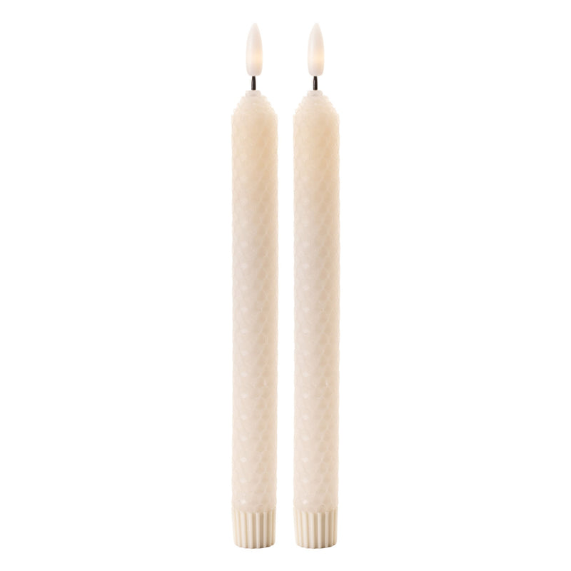 Melrose FIA Wick Beige Textured Taper Candle (Set of 2)