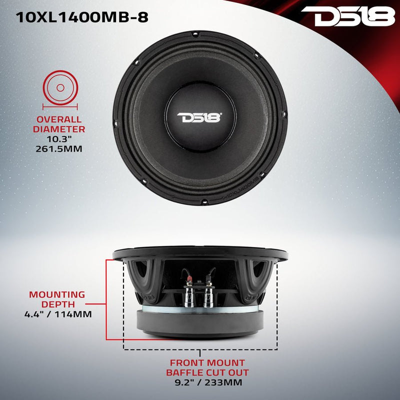 DS18 10XL1400MB‑8 10″ Mid‑Bass 1400 Watt 8 Ohm Loudspeaker