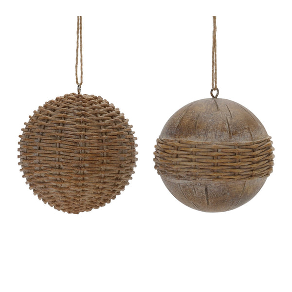 Wicker Pattern Ball Ornament (Set of 12)