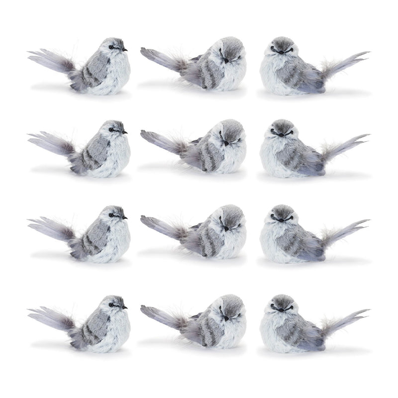 Melrose Feathered Bird Shelf Sitter (Set of 12)