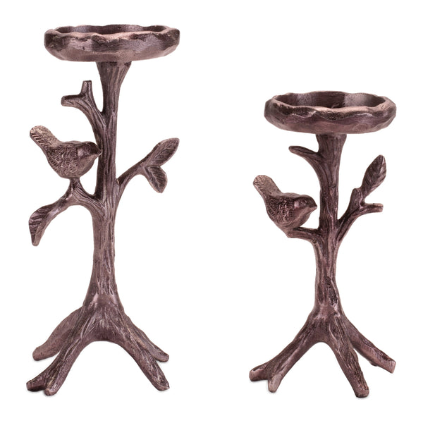 Melrose Metal Bird Branch Candle Holder (Set of 2)