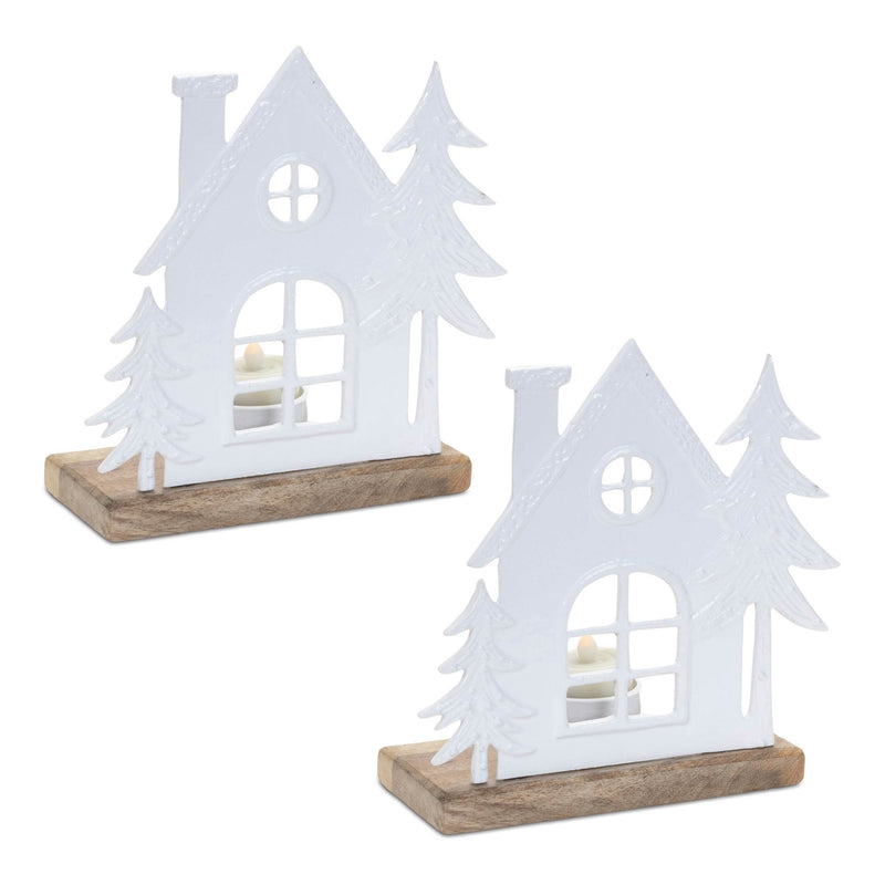 Melrose Metal House Tealight Candle Holder (Set of 2)
