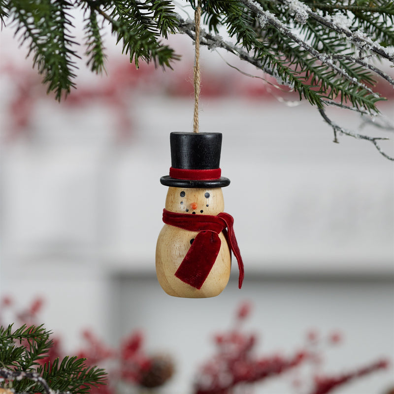 Melrose Wooden Snowman Ornament (Set of 12)