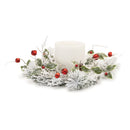 Melrose Flocked Pine Holly Sleigh Bell Candle Ring 18"D