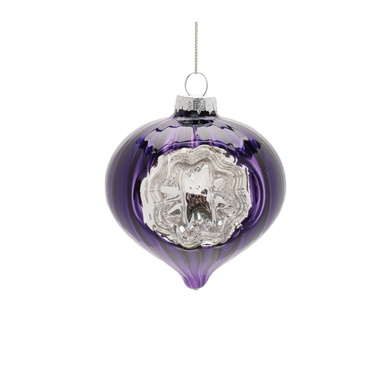 Melrose Purple Glass Reflector Ornaments – Set of 12