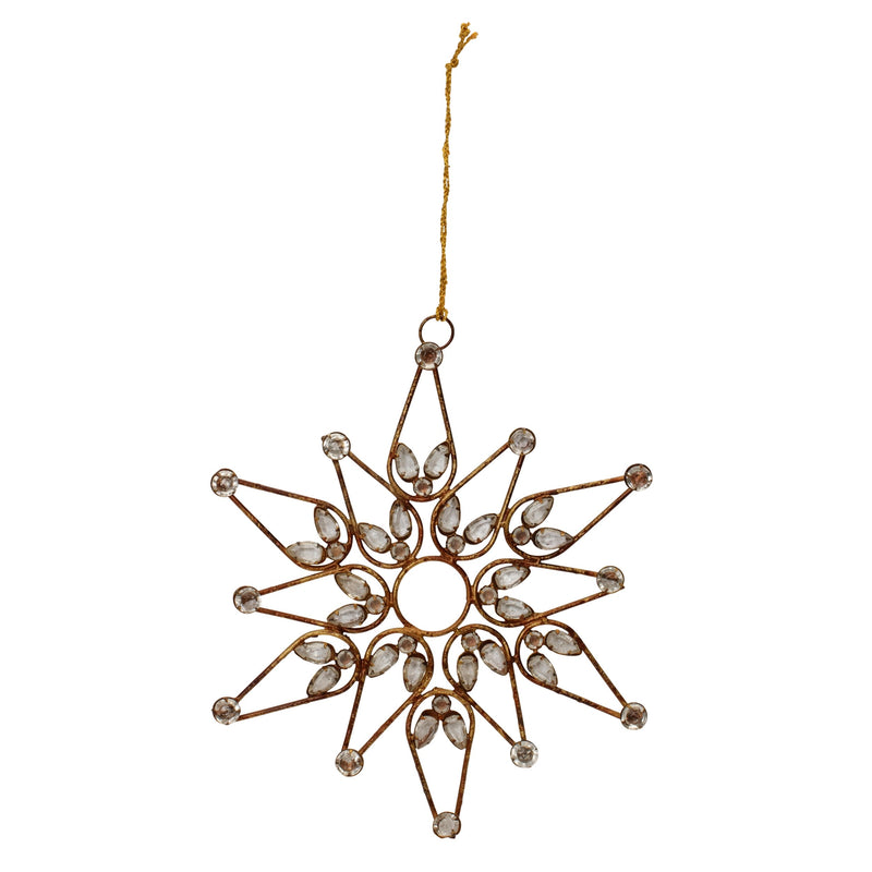 Melrose Bronze Jeweled  Snowflake Ornament (Set of 4)