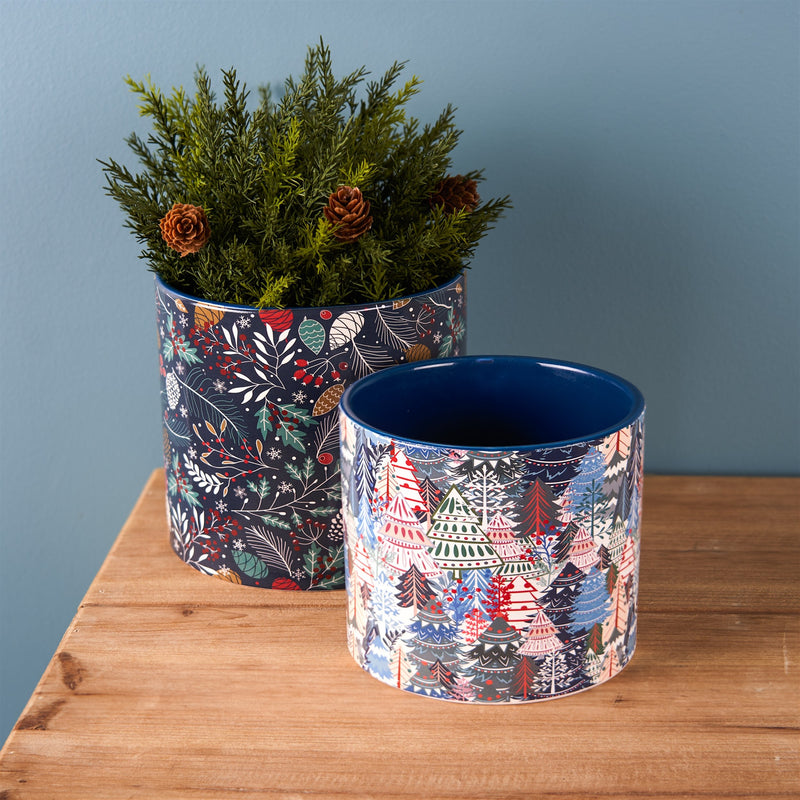 Melrose Berry and Pine Tree Holiday Planter (Set of 4)