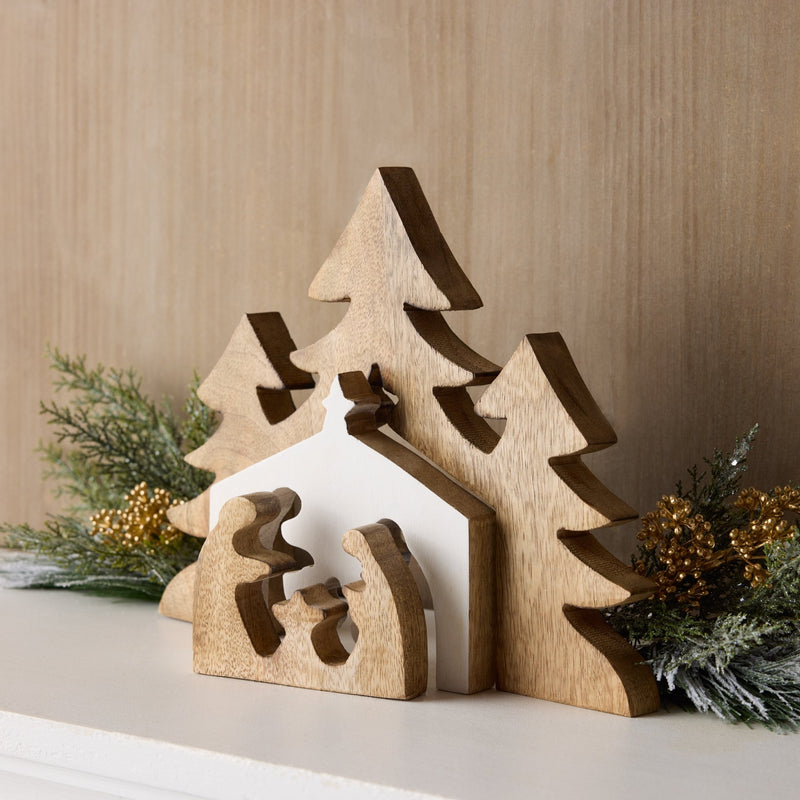Melrose Nesting Wood Nativity Display 12"L