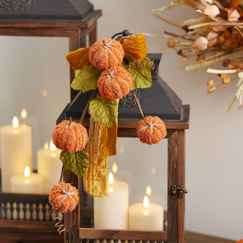 Melrose Plush Fall Pumpkin Spray (Set of 2)